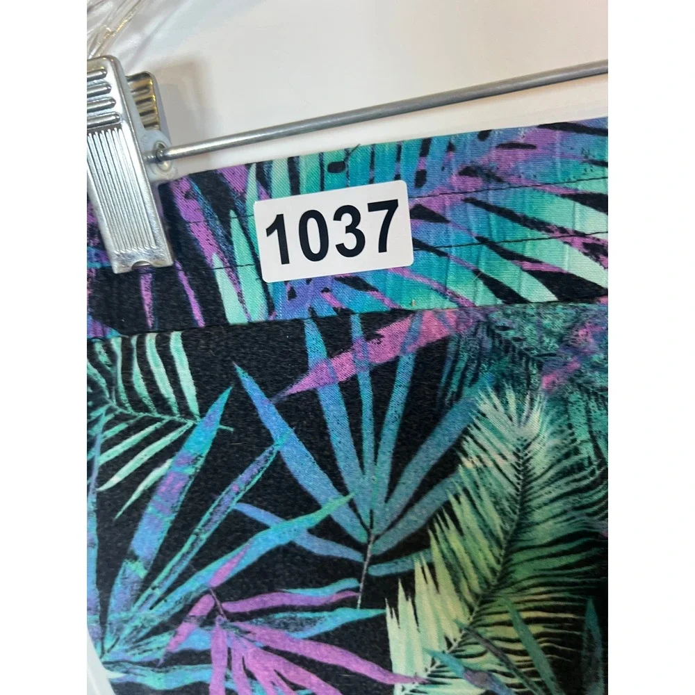 Justice Girls Shorts Tropical Palm Leaf Print Purple Teal Size 16
